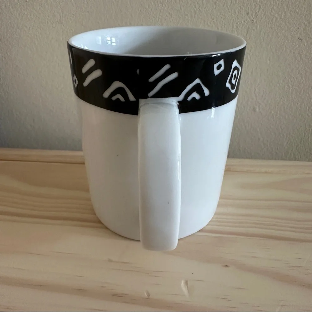Pier 1 One Exclusive Monno White Black Coffee Mug Symbols Inca Set Of 2 Cups